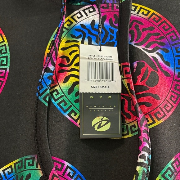 Monogram Mens Shiny Multicolor Black Hoodie with front pocket NWT - Picture 5 of 7